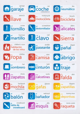 Spanish Vocabulary Learning Labels