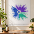 Spanish language learning poster, white edition, framed above a study desk