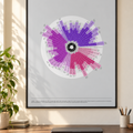 Spanish language learning poster, grey edition, framed above a study desk