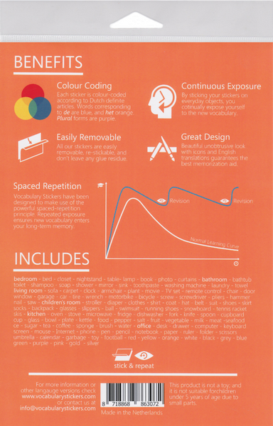 Dutch Vocabulary Language Stickers