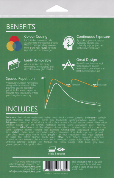 Portuguese Vocabulary Language Stickers