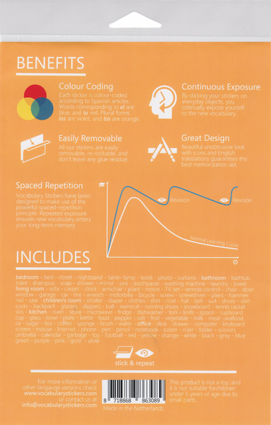 Spanish Vocabulary Learning Stickers