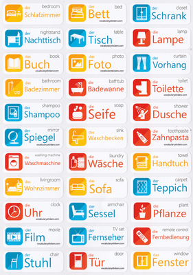 German Language Learning Labels