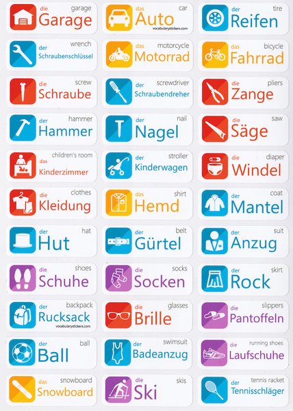 Deutsch Vokabelaufkleber