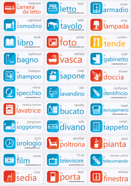 Italienisch Vokabeln auswendig lernen Etiketten