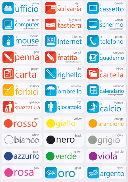 Italienisch Vokabeln lernen Sticker
